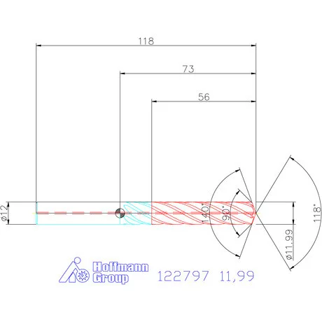Garant VHM fúró-dörzsár piramis csúccsal DIN 6535 HA 11,99 mm
