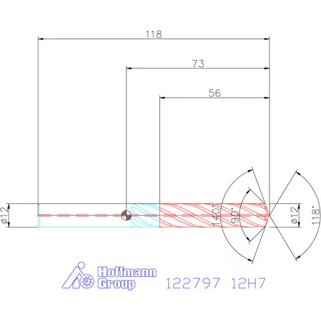 Garant VHM fúró-dörzsár piramis csúccsal DIN 6535 HA 12H7 mm