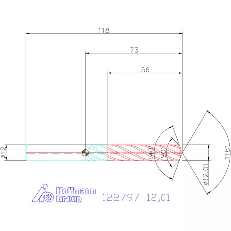 Garant VHM fúró-dörzsár piramis csúccsal DIN 6535 HA 12,01 mm