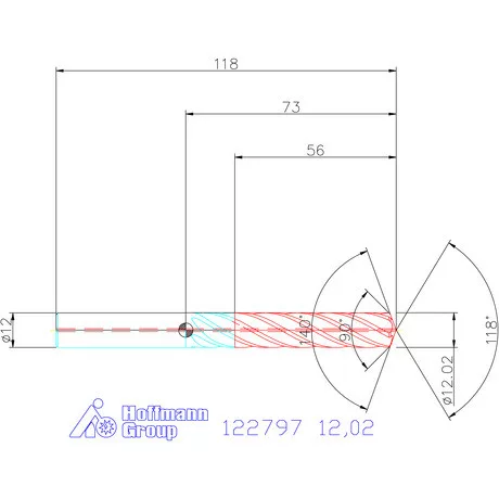 Garant VHM fúró-dörzsár piramis csúccsal DIN 6535 HA 12,02 mm