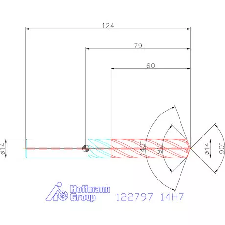Garant VHM fúró-dörzsár piramis csúccsal DIN 6535 HA 14H7 mm