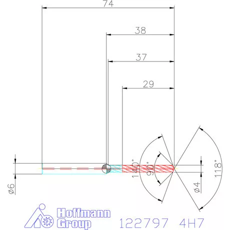 Garant VHM fúró-dörzsár piramis csúccsal DIN 6535 HA 4H7 mm