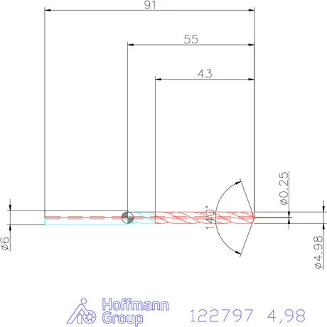 Garant VHM fúró-dörzsár piramis csúccsal DIN 6535 HA 4,98 mm
