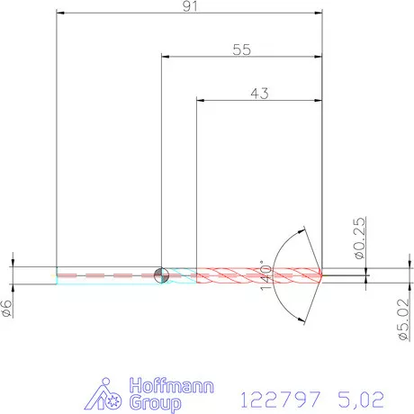Garant VHM fúró-dörzsár piramis csúccsal DIN 6535 HA 5,02 mm