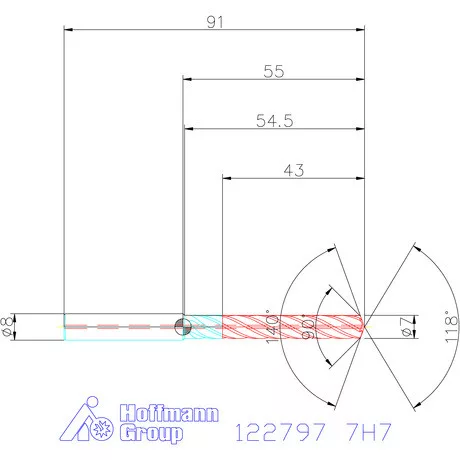 Garant VHM fúró-dörzsár piramis csúccsal DIN 6535 HA 7H7 mm