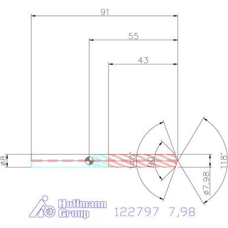Garant VHM fúró-dörzsár piramis csúccsal DIN 6535 HA 7,98 mm