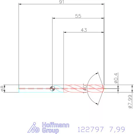 Garant VHM fúró-dörzsár piramis csúccsal DIN 6535 HA 7,99 mm