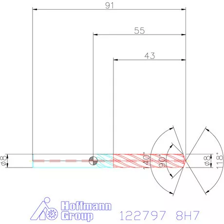 Garant VHM fúró-dörzsár piramis csúccsal DIN 6535 HA 8H7 mm