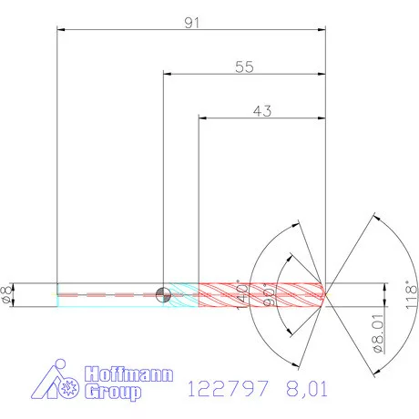 Garant VHM fúró-dörzsár piramis csúccsal DIN 6535 HA 8,01 mm