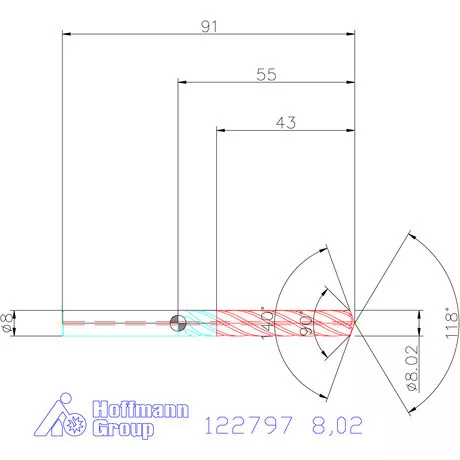 Garant VHM fúró-dörzsár piramis csúccsal DIN 6535 HA 8,02 mm