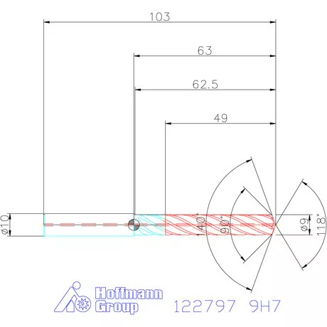 Garant VHM fúró-dörzsár piramis csúccsal DIN 6535 HA 9H7 mm