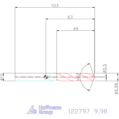 Garant VHM fúró-dörzsár piramis csúccsal DIN 6535 HA 9,98 mm