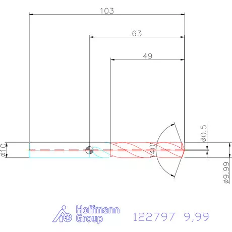 Garant VHM fúró-dörzsár piramis csúccsal DIN 6535 HA 9,99 mm