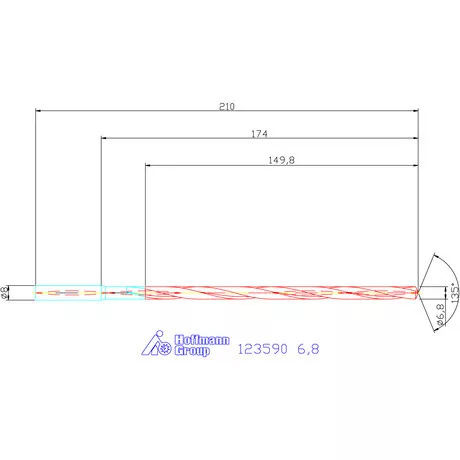 Garant VHM-HPC mélyfurat fúró hengeres szárral DIN 6535 HA 20×D 6,8 mm