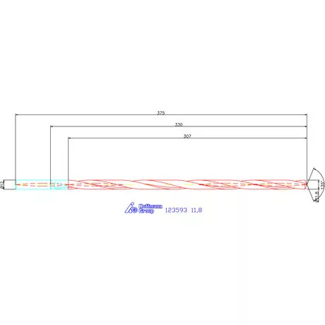 Garant VHM-HPC mélyfurat fúró hengeres szárral DIN 6535 HA 25×D 11,8 mm