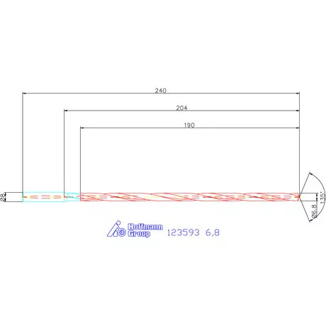 Garant VHM-HPC mélyfurat fúró hengeres szárral DIN 6535 HA 25×D 6,8 mm