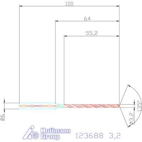Garant VHM-HPC mélyfurat fúró hengeres szárral DIN 6535 HA 16×D 3,2 mm