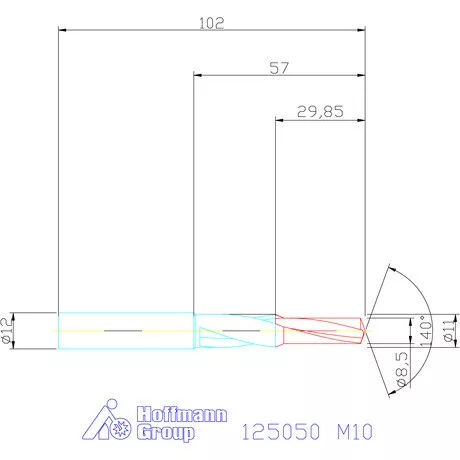 Garant VHM rövid lépcsős magfurat fúró 90° M10