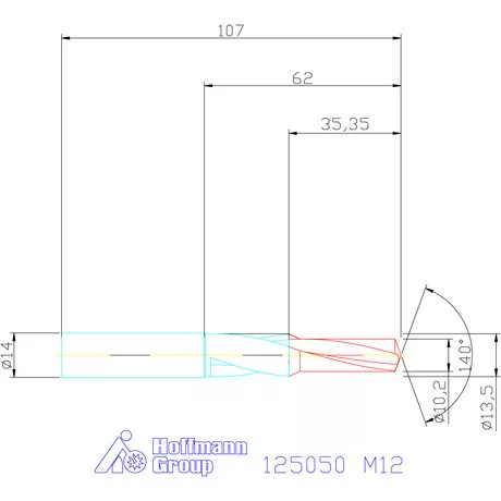 Garant VHM rövid lépcsős magfurat fúró 90° M12