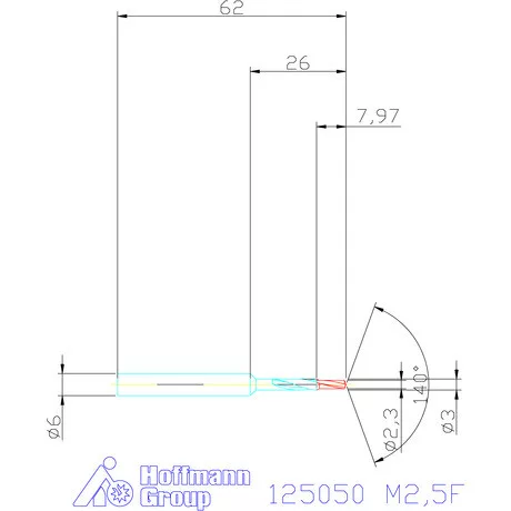 Garant VHM rövid lépcsős magfurat fúró 90° M2,5F