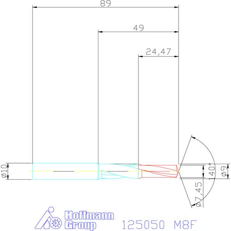 Garant VHM rövid lépcsős magfurat fúró 90° M8F
