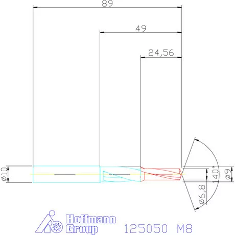 Garant VHM rövid lépcsős magfurat fúró 90° M8