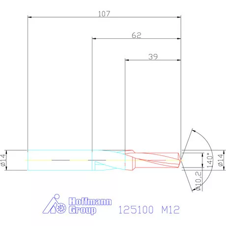 Garant VHM lépcsős magfurat fúró 90° M12