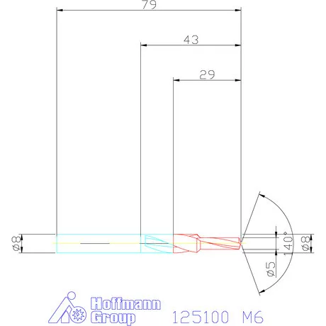 Garant VHM lépcsős magfurat fúró 90° M6