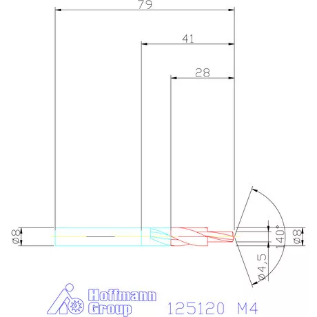 Garant VHM rövid lépcsős fúró 180° M4