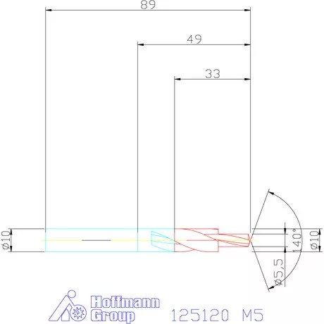 Garant VHM rövid lépcsős fúró 180° M5
