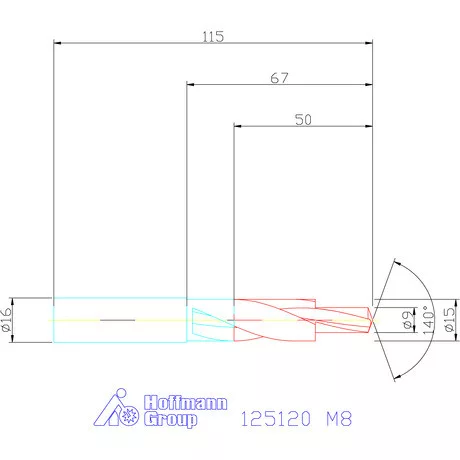 Garant VHM rövid lépcsős fúró 180° M8