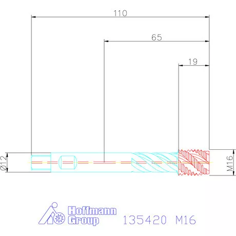 Garant Gépi menetfúró szinkronorsókhoz HSS-E-PM Belső hűtés / Form C M16