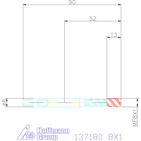 Garant Gépi menetfúró szinkronorsókhoz HSS-E-PM Form C 8X1