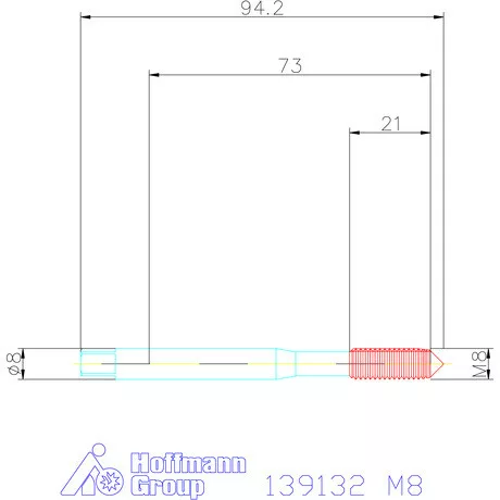 Holex Gépi menetformázó kenőhorony nélkül HSS-E 6HX M8