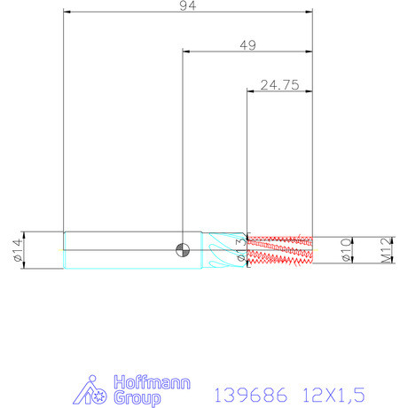 Garant Garant Master TM száras menetmaró süllyesztő lépcsővel 2×D 12X1,5
