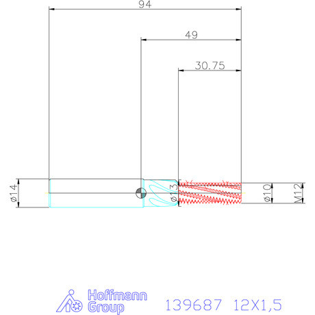 Garant Garant Master TM száras menetmaró süllyesztő lépcsővel 2,5×D 12X1,5