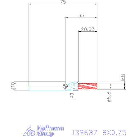 Garant Garant Master TM száras menetmaró süllyesztő lépcsővel 2,5×D 8X0,75