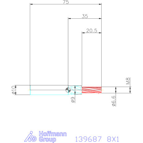 Garant Garant Master TM száras menetmaró süllyesztő lépcsővel 2,5×D 8X1