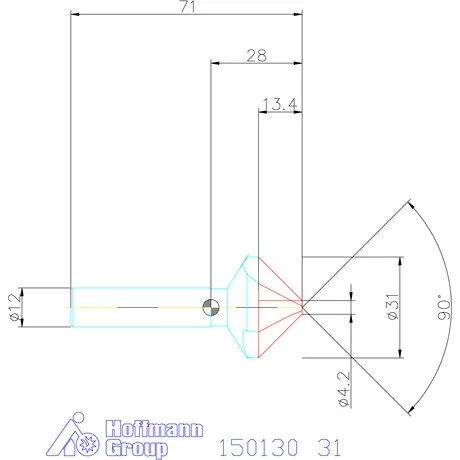 Garant Precíziós kúpsüllyesztő egyenlőtlen osztással 90° 31 mm