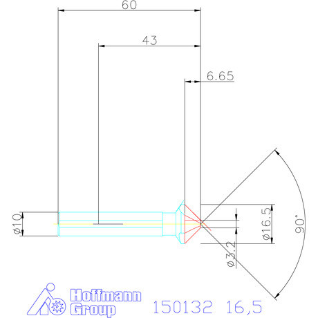 Garant Precíziós kúpsüllyesztő egyenlőtlen osztással és 3 befogófelülettel 90° 16,5 mm
