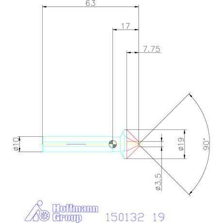 Garant Precíziós kúpsüllyesztő egyenlőtlen osztással és 3 befogófelülettel 90° 19 mm