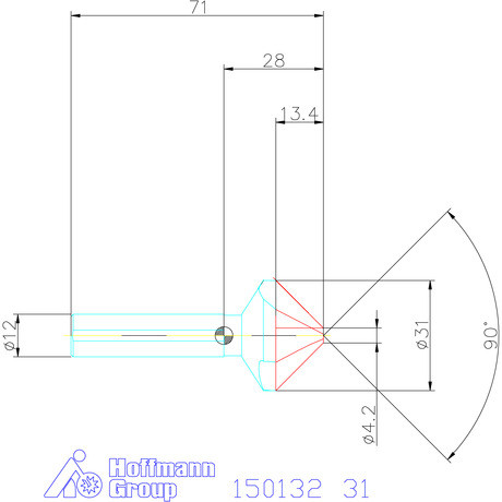 Garant Precíziós kúpsüllyesztő egyenlőtlen osztással és 3 befogófelülettel 90° 31 mm