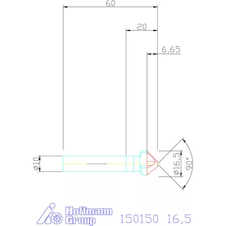 Garant Precíziós kúpsüllyesztő 90° 16,5 mm
