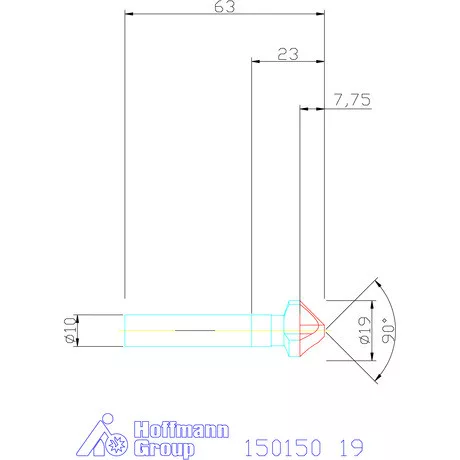 Garant Precíziós kúpsüllyesztő 90° 19 mm