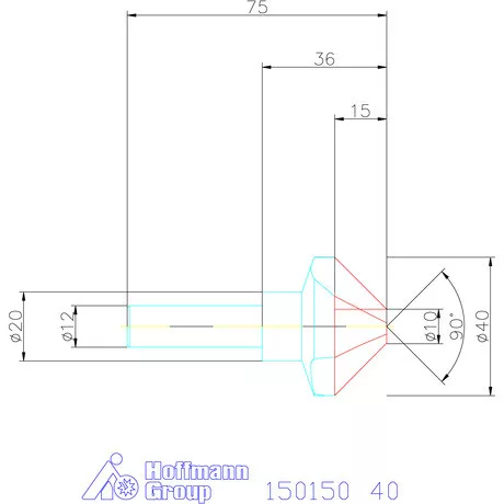 Garant Precíziós kúpsüllyesztő 90° 40 mm