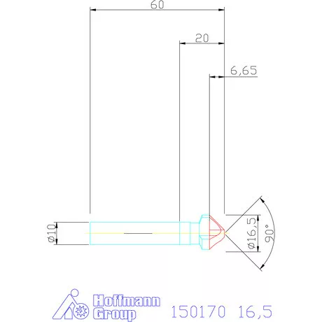 Garant Precíziós kúpsüllyesztő 90° 16,5 mm