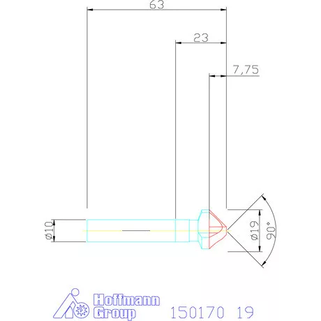 Garant Precíziós kúpsüllyesztő 90° 19 mm