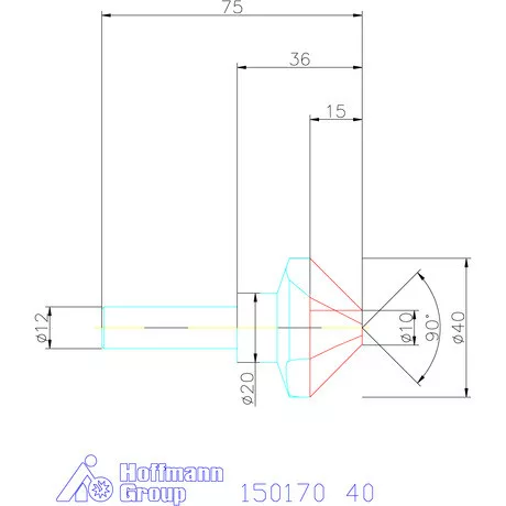 Garant Precíziós kúpsüllyesztő 90° 40 mm