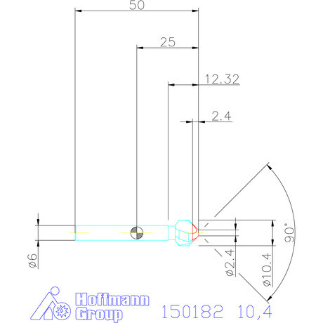 Holex Holex Pro Steel precíziós kúpsüllyesztő egyenlőtlen osztással 90° 10,4 mm