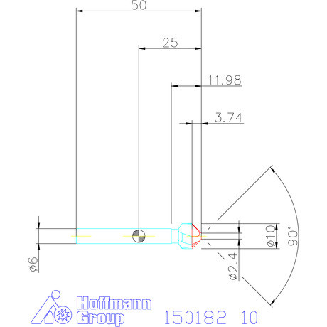 Holex Holex Pro Steel precíziós kúpsüllyesztő egyenlőtlen osztással 90° 10 mm